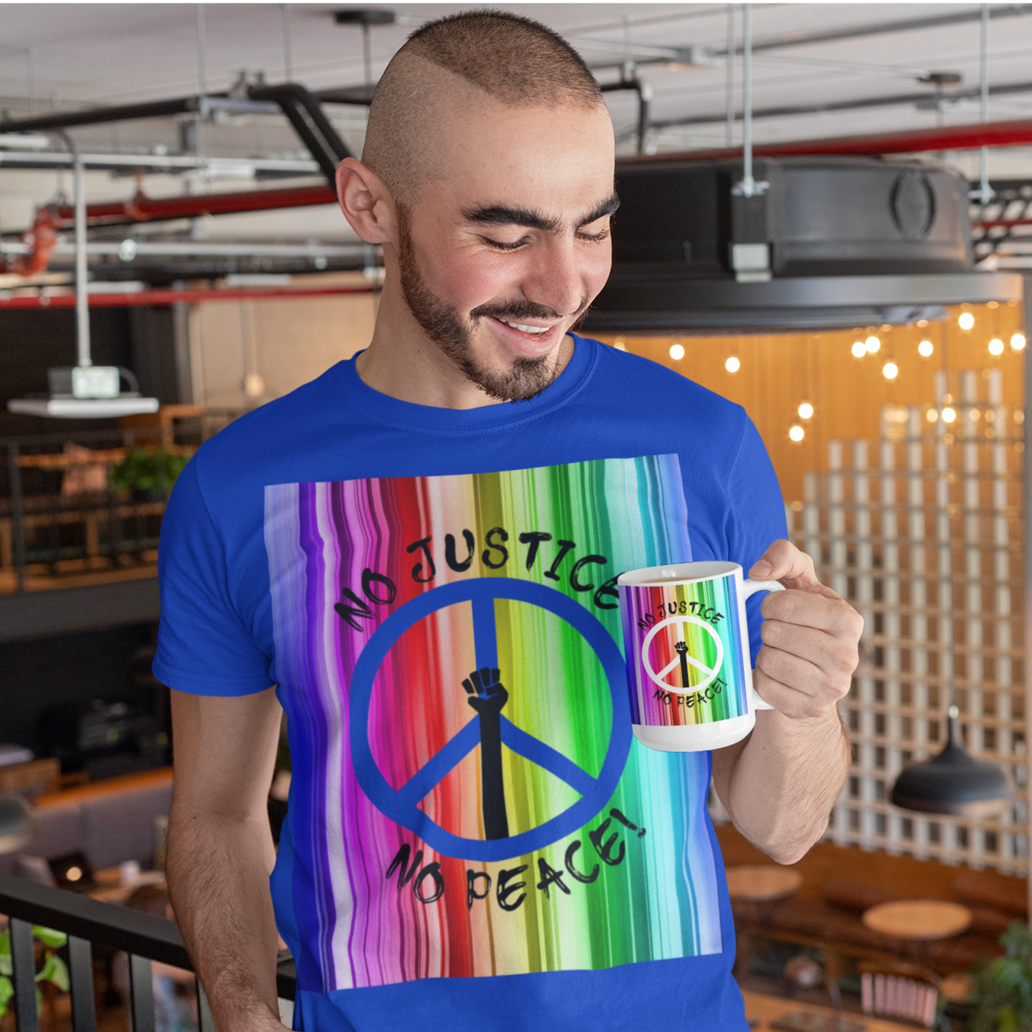 65 MCMLXV Men's No Justice No Peace Premium Graphic T-Shirt - 65mcmlxv