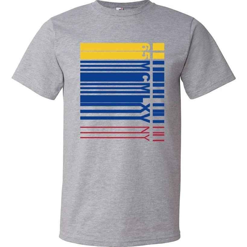 65 MCMLXV Men's NY Multi-Colored Bar Code Stripe Graphic T-Shirt