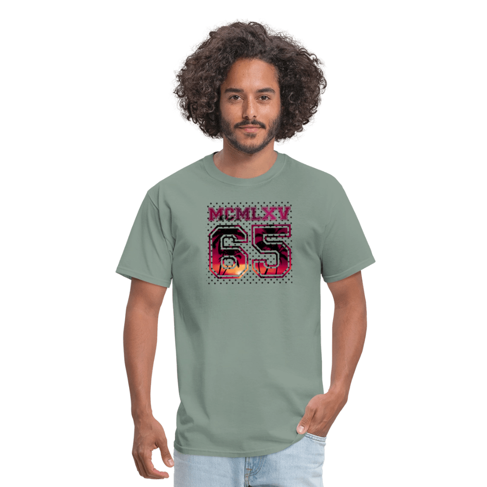 65 MCMLXV Men's Surf Sunset Varsity Logo Graphic T-Shirt - 65mcmlxv