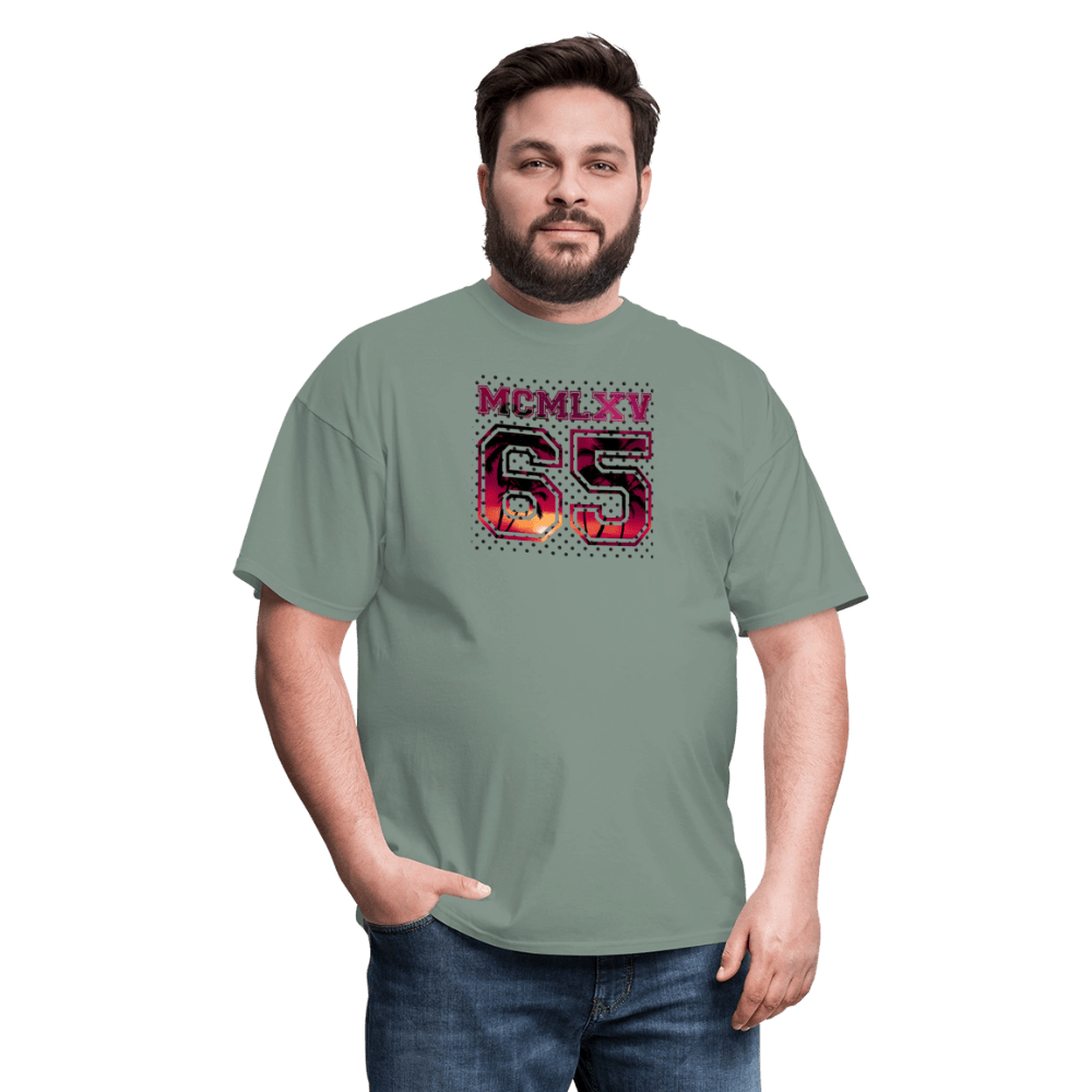 65 MCMLXV Men's Surf Sunset Varsity Logo Graphic T-Shirt - 65mcmlxv