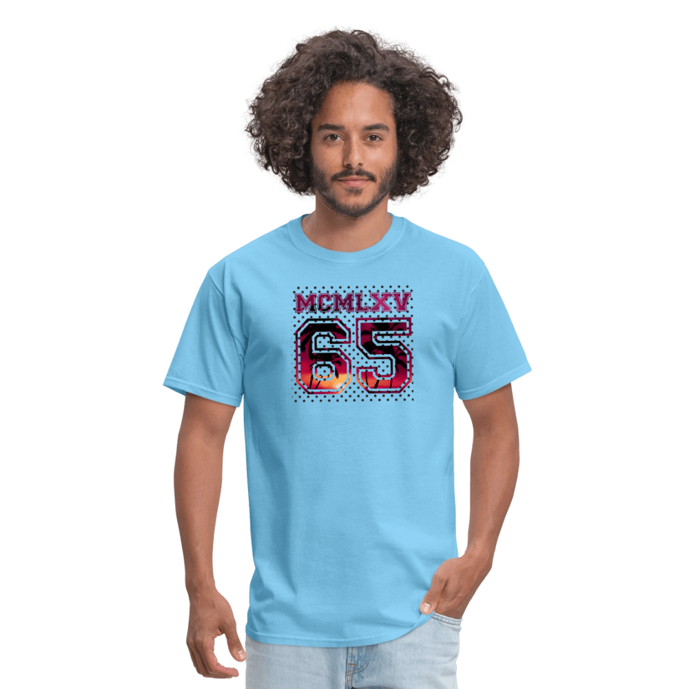 65 MCMLXV Men's Surf Sunset Varsity Logo Graphic T-Shirt - 65mcmlxv