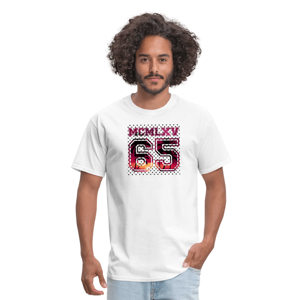 65 MCMLXV Men's Surf Sunset Varsity Logo Graphic T-Shirt - 65mcmlxv
