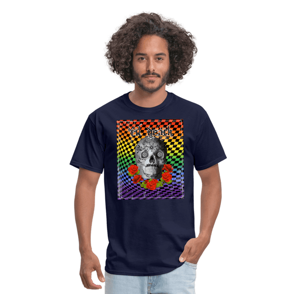 65 MCMLXV Men's Til Death Rainbow Checkerboard Skull T-Shirt - 65mcmlxv