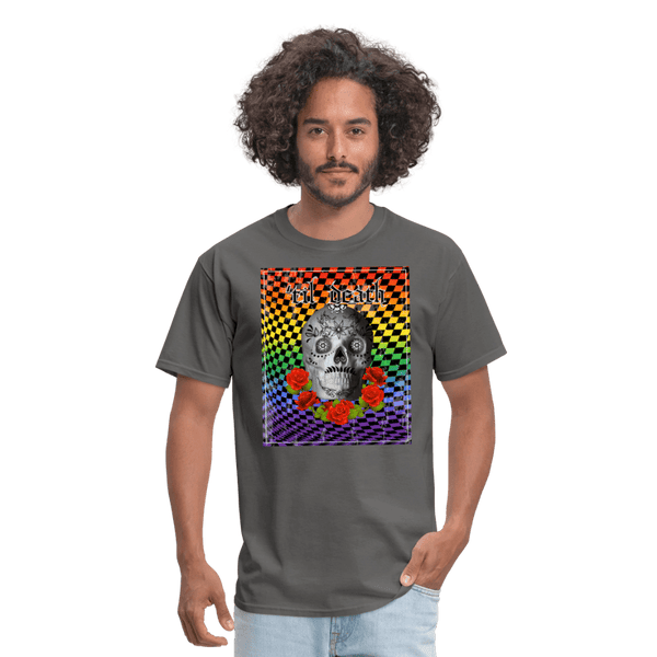 65 MCMLXV Men's Til Death Rainbow Checkerboard Skull T-Shirt - 65mcmlxv