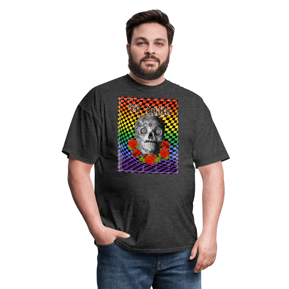 65 MCMLXV Men's Til Death Rainbow Checkerboard Skull T-Shirt - 65mcmlxv