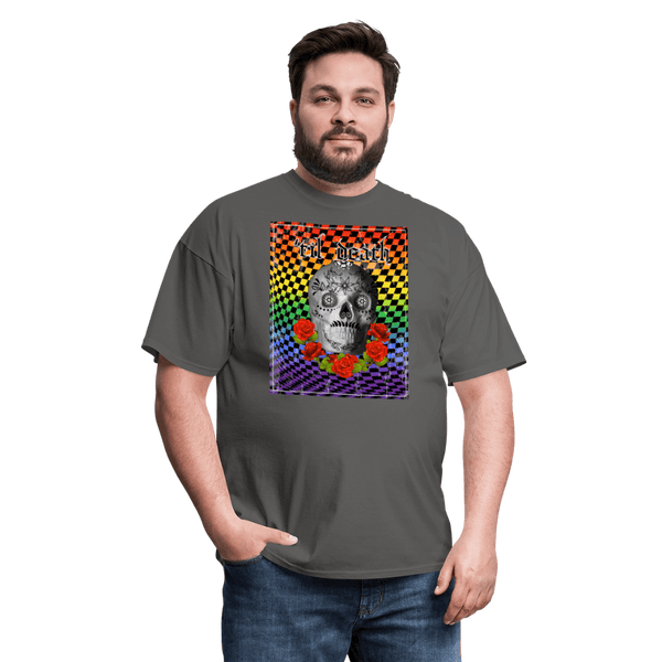 65 MCMLXV Men's Til Death Rainbow Checkerboard Skull T-Shirt - 65mcmlxv
