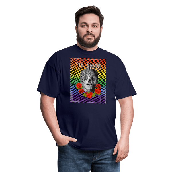 65 MCMLXV Men's Til Death Rainbow Checkerboard Skull T-Shirt - 65mcmlxv
