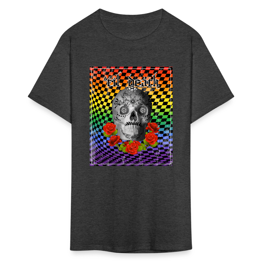 65 MCMLXV Men's Til Death Rainbow Checkerboard Skull T-Shirt - 65mcmlxv