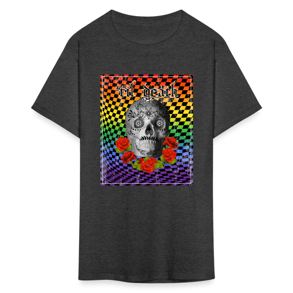 65 MCMLXV Men's Til Death Rainbow Checkerboard Skull T-Shirt - 65mcmlxv