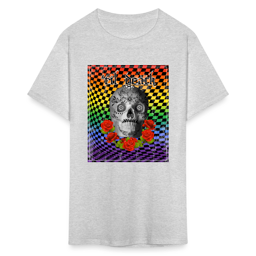65 MCMLXV Men's Til Death Rainbow Checkerboard Skull T-Shirt - 65mcmlxv