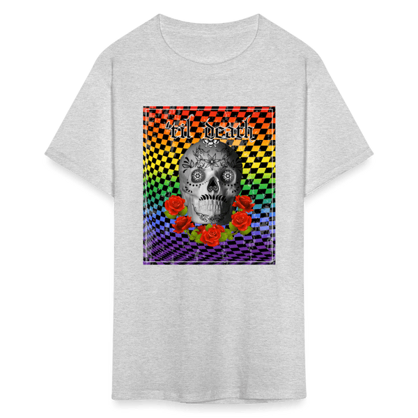 65 MCMLXV Men's Til Death Rainbow Checkerboard Skull T-Shirt - 65mcmlxv