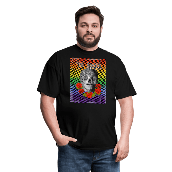 65 MCMLXV Men's Til Death Rainbow Checkerboard Skull T-Shirt - 65mcmlxv