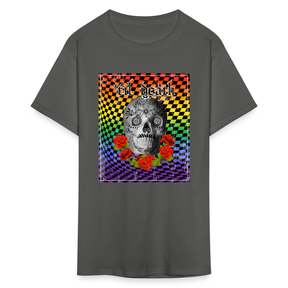 65 MCMLXV Men's Til Death Rainbow Checkerboard Skull T-Shirt - 65mcmlxv