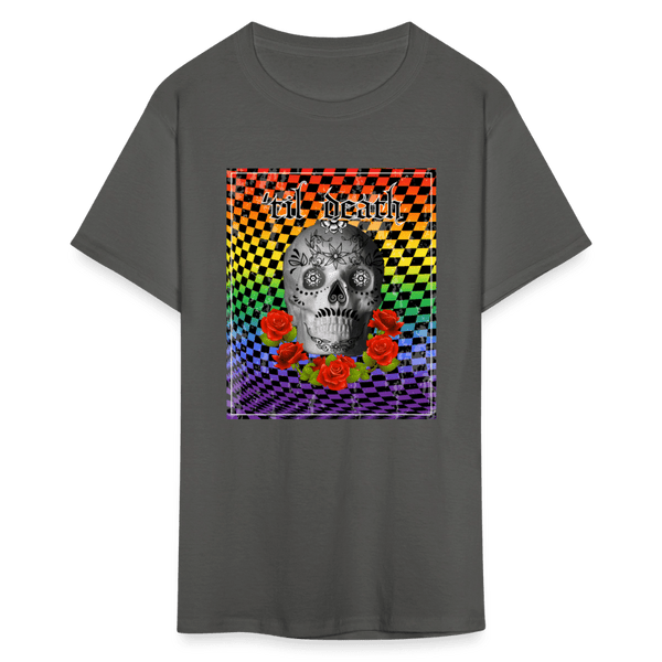65 MCMLXV Men's Til Death Rainbow Checkerboard Skull T-Shirt - 65mcmlxv