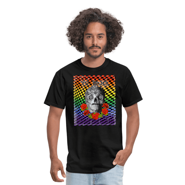 65 MCMLXV Men's Til Death Rainbow Checkerboard Skull T-Shirt - 65mcmlxv