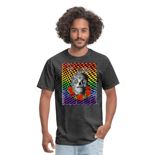 65 MCMLXV Men's Til Death Rainbow Checkerboard Skull T-Shirt - 65mcmlxv