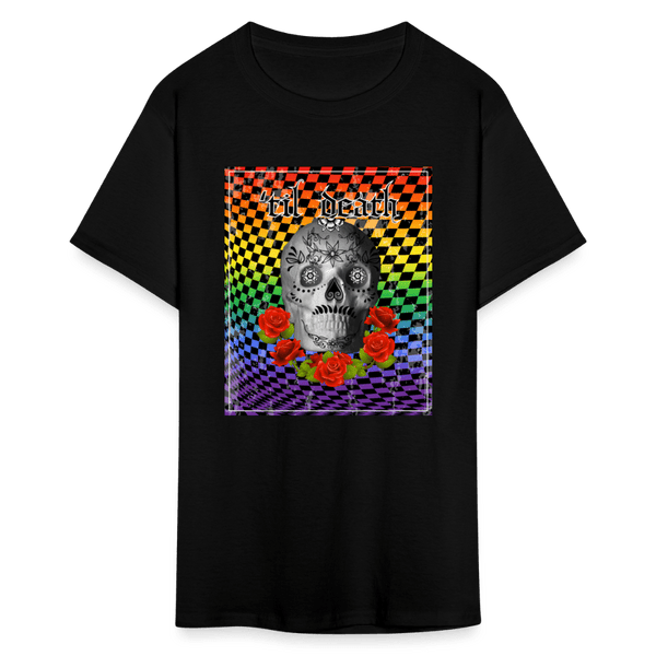 65 MCMLXV Men's Til Death Rainbow Checkerboard Skull T-Shirt - 65mcmlxv