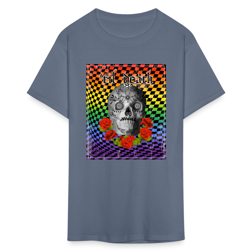 65 MCMLXV Men's Til Death Rainbow Checkerboard Skull T-Shirt - 65mcmlxv