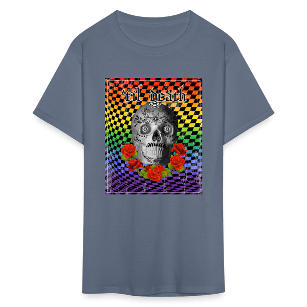 65 MCMLXV Men's Til Death Rainbow Checkerboard Skull T-Shirt - 65mcmlxv