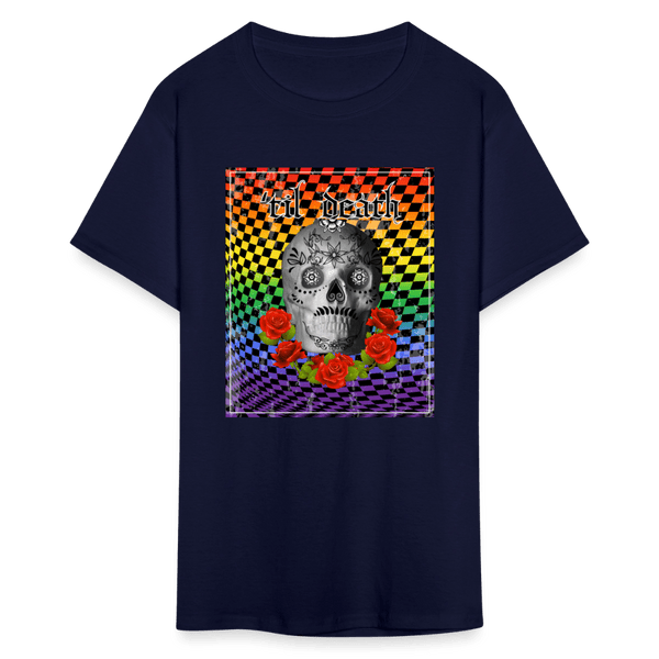 65 MCMLXV Men's Til Death Rainbow Checkerboard Skull T-Shirt - 65mcmlxv