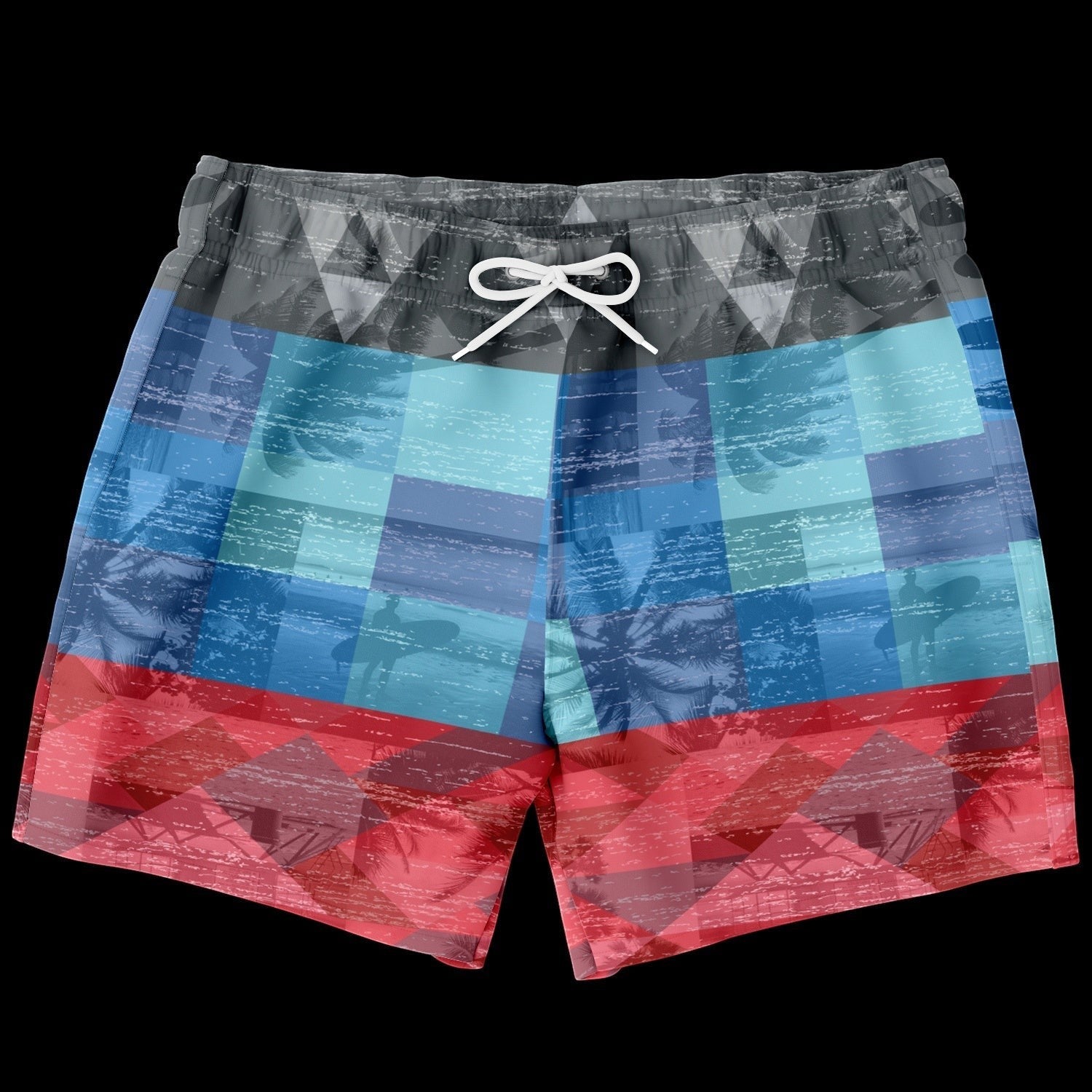 65 MCMLXV Men's Tropical Color Block Print Swim Trunk - 65mcmlxv