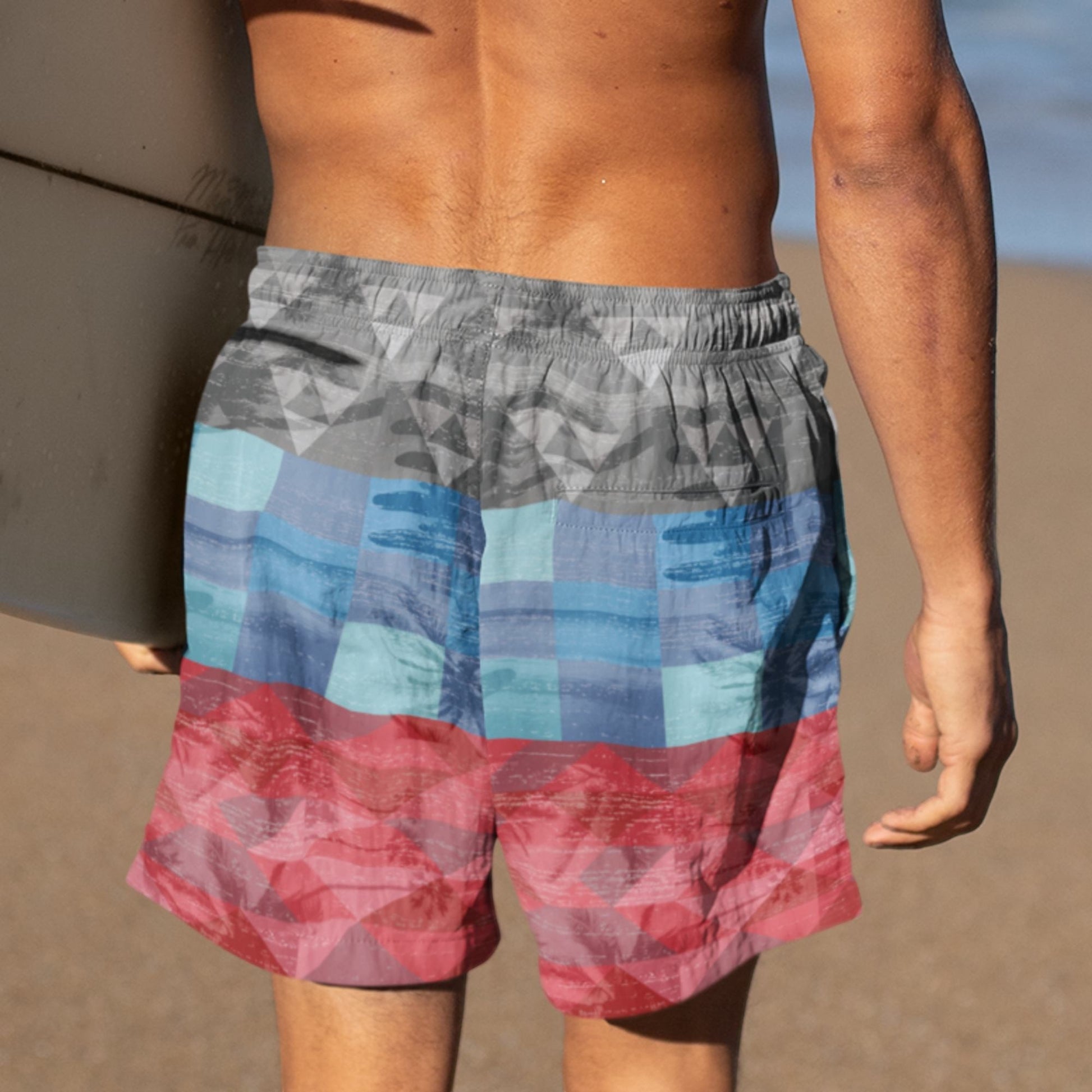 65 MCMLXV Men's Tropical Color Block Print Swim Trunk - 65mcmlxv