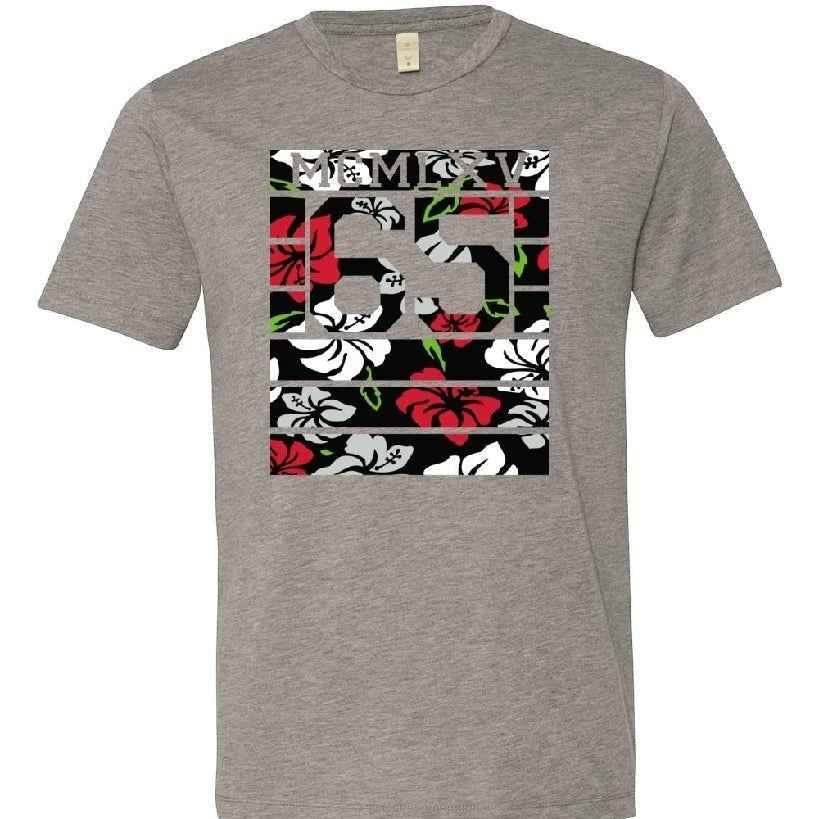 65 MCMLXV Men's Tropical Stripe Varsity Logo Graphic T-Shirt