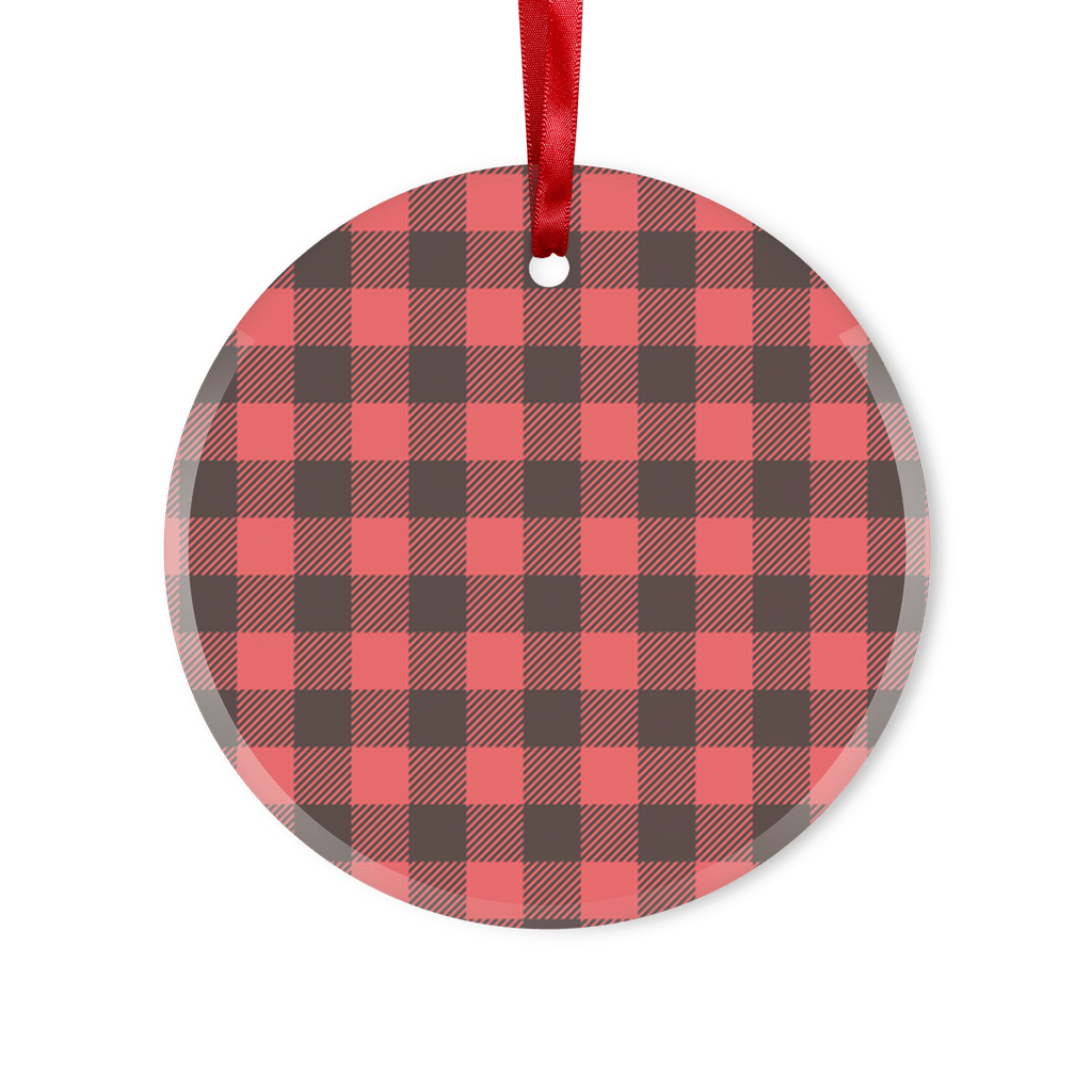 65 MCMLXV Red Buffalo Plaid Glass Hanging Ornament - 65mcmlxv
