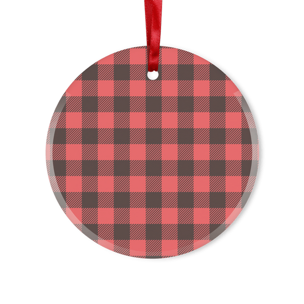 65 MCMLXV Red Buffalo Plaid Glass Hanging Ornament - 65mcmlxv