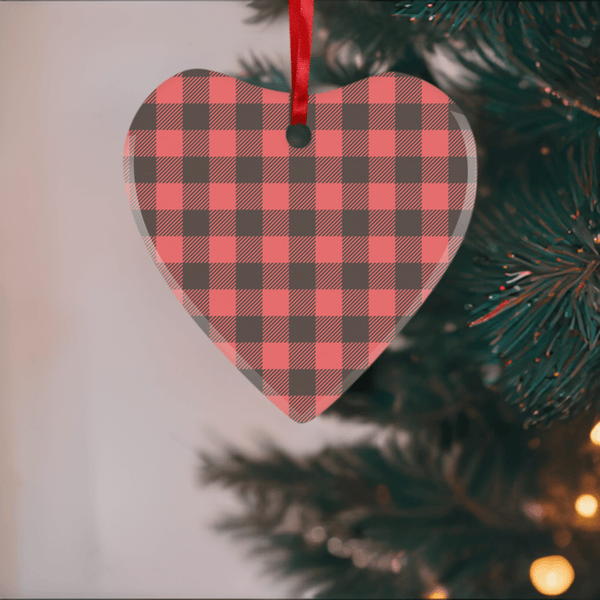65 MCMLXV Red Buffalo Plaid Glass Hanging Ornament - 65mcmlxv