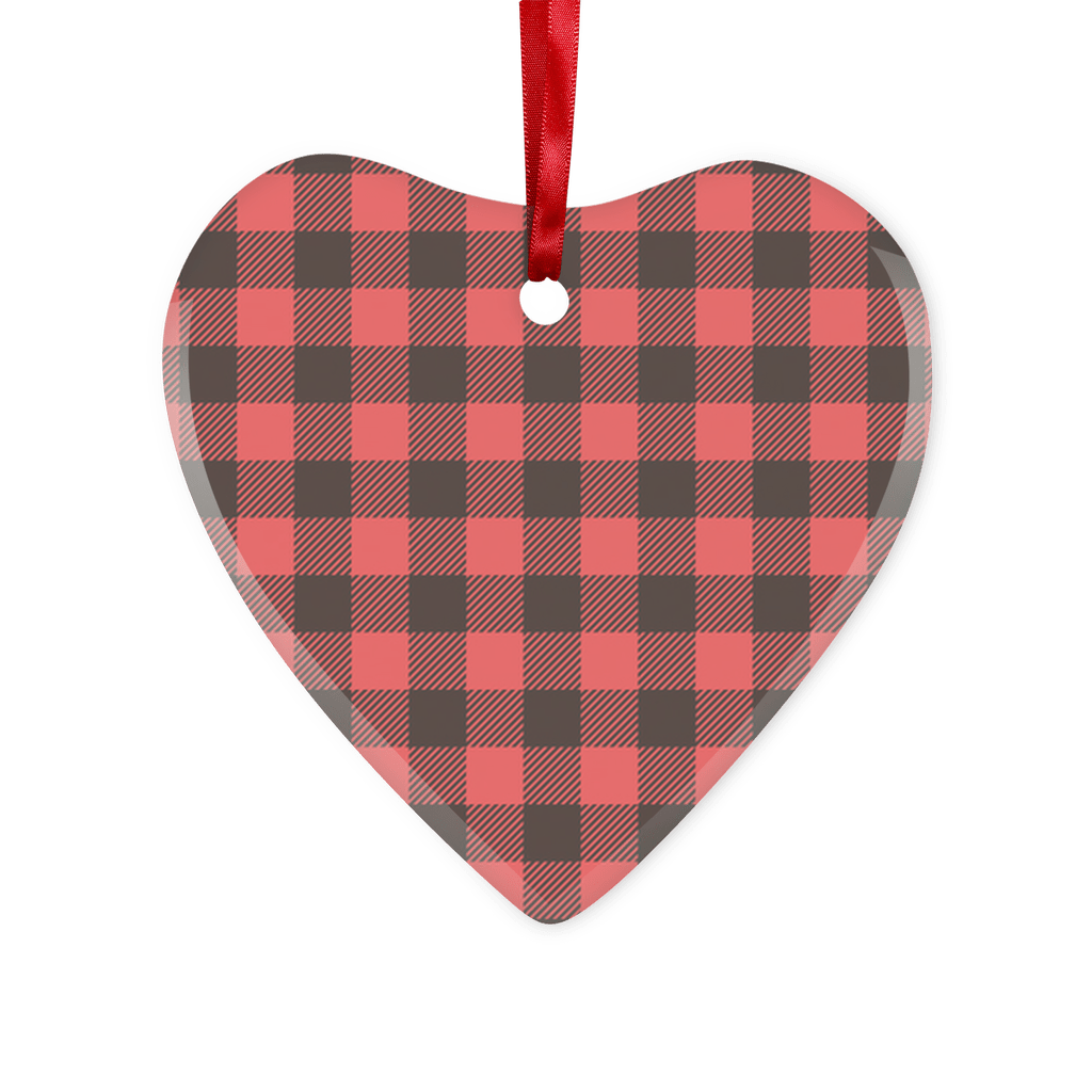 65 MCMLXV Red Buffalo Plaid Glass Hanging Ornament - 65mcmlxv