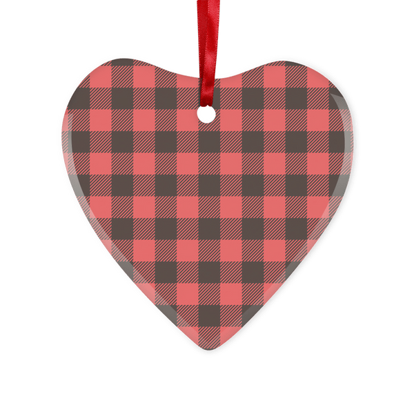 65 MCMLXV Red Buffalo Plaid Glass Hanging Ornament - 65mcmlxv