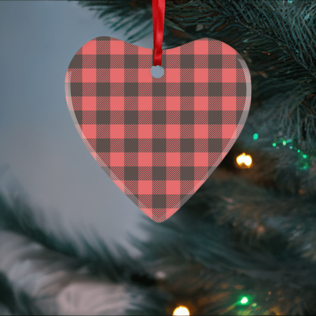 65 MCMLXV Red Buffalo Plaid Glass Hanging Ornament - 65mcmlxv