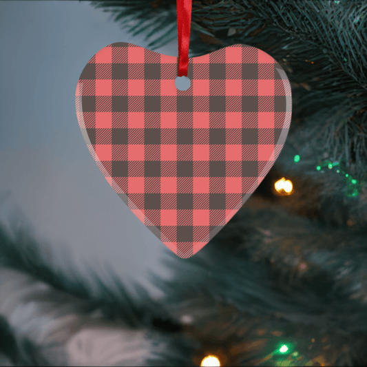 65 MCMLXV Red Buffalo Plaid Glass Hanging Ornament - 65mcmlxv