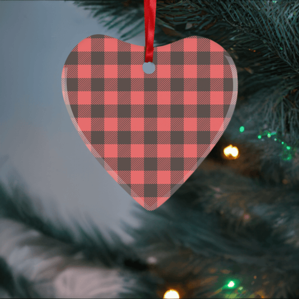 65 MCMLXV Red Buffalo Plaid Glass Hanging Ornament - 65mcmlxv