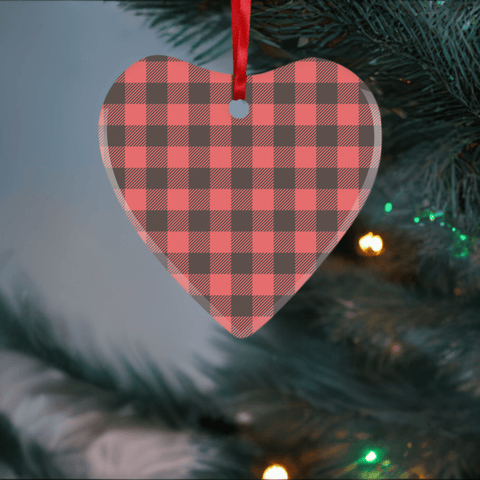 65 MCMLXV Red Buffalo Plaid Glass Hanging Ornament - 65mcmlxv