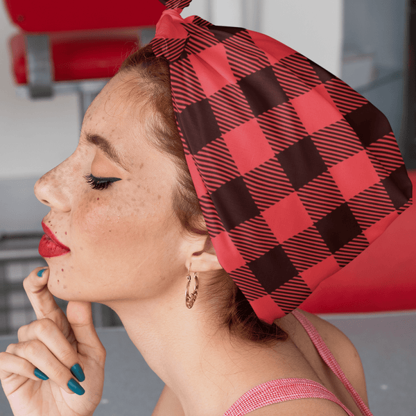 65 MCMLXV Red Buffalo Plaid Print Bandana Handkercheif Scarf - 65mcmlxv