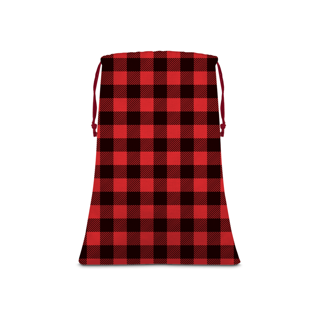 65 MCMLXV Red Buffalo Plaid Print Linen Drawstring Sack Bag - 65mcmlxv