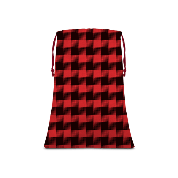 65 MCMLXV Red Buffalo Plaid Print Linen Drawstring Sack Bag - 65mcmlxv