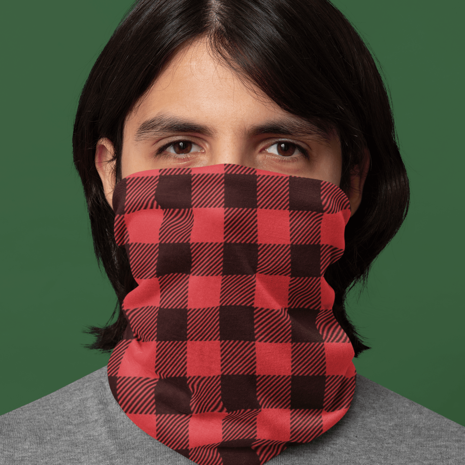 65 MCMLXV Red Buffalo Plaid Print Neck Gaiter Balaclava - 65mcmlxv