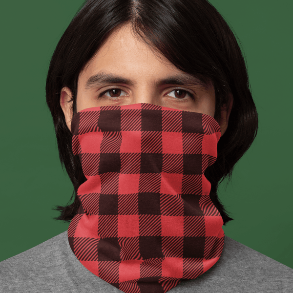65 MCMLXV Red Buffalo Plaid Print Neck Gaiter Balaclava - 65mcmlxv