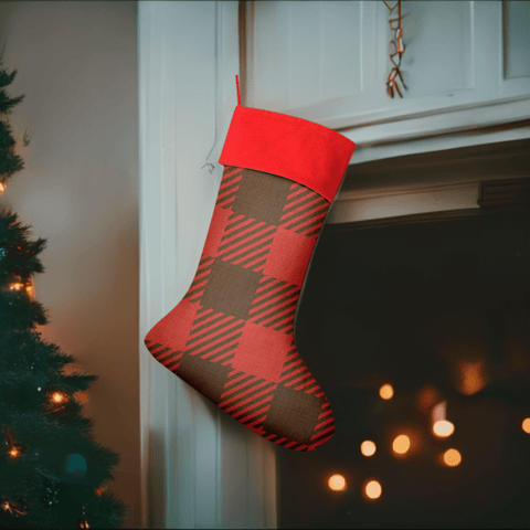 65 MCMLXV Red Buffalo Plaid Sublimation Christmas Stocking - 65mcmlxv