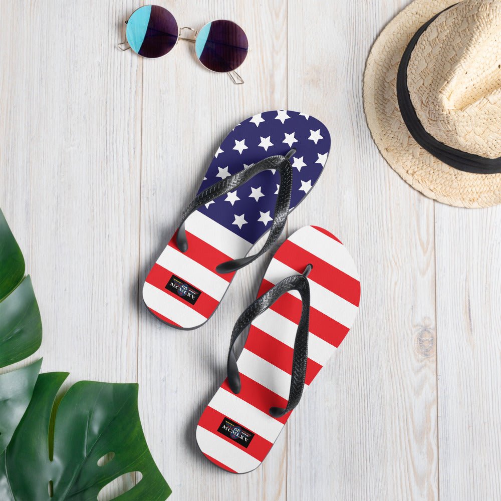 65 MCMLXV Unisex Americana USA Flag Print Flip - Flops - 65mcmlxv