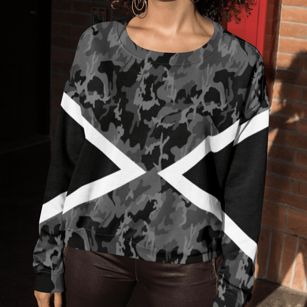 65 MCMLXV Unisex Black and White Chevron Camouflage Print Sweatshirt - 65mcmlxv