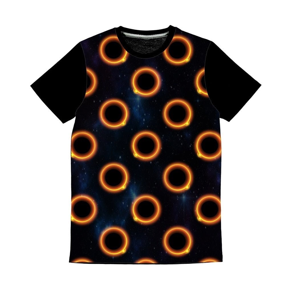 65 MCMLXV Unisex Black Solar Eclipse Polka Dot Pattern Panel T-Shirt - 65mcmlxv