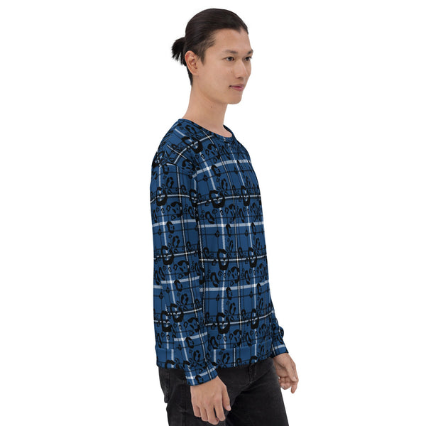 65 MCMLXV Unisex Blue Plaid & Leopard Print Fleece Sweatshirt - 65mcmlxv