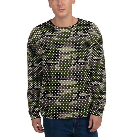 65 MCMLXV Unisex Camouflage & Polka Dot Print Fleece Sweatshirt - 65mcmlxv