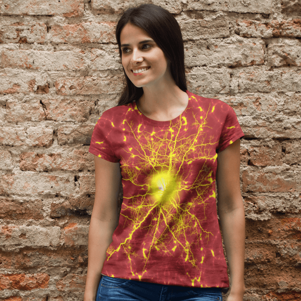 65 MCMLXV Unisex Cosplay Red Speedforce Golden Lightning Pattern T-shirt - 65mcmlxv