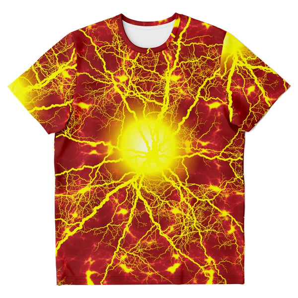 65 MCMLXV Unisex Cosplay Red Speedforce Golden Lightning Pattern T-shirt - 65mcmlxv