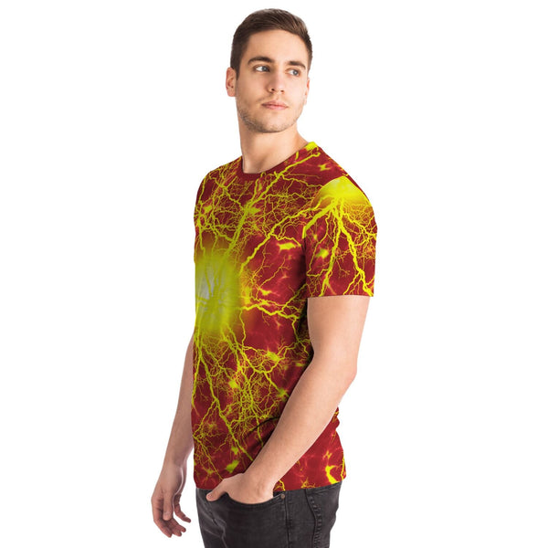 65 MCMLXV Unisex Cosplay Red Speedforce Golden Lightning Pattern T-shirt - 65mcmlxv